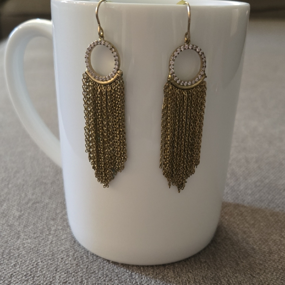 Elegant Gold Chain Tassel Earrings